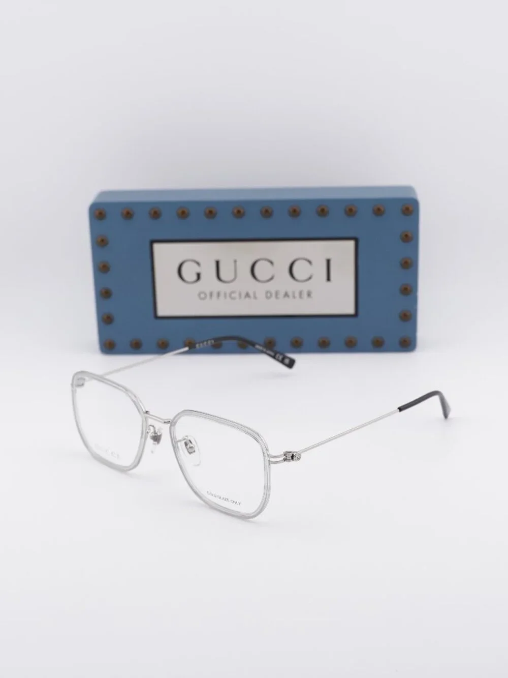 Gucci GG1852OA 004 Square Eyeglasses 53mm - Grey / Silver